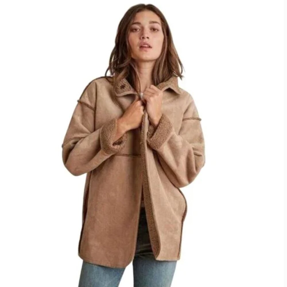 VELVET Shona Sherpa Reversible Jacket in Cafe Sz L